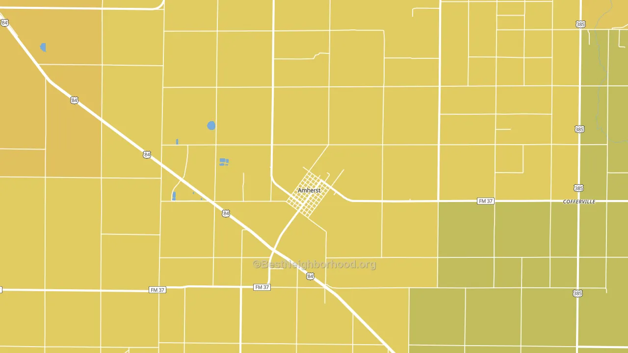 Amherst, TX block-group voter-turnout map