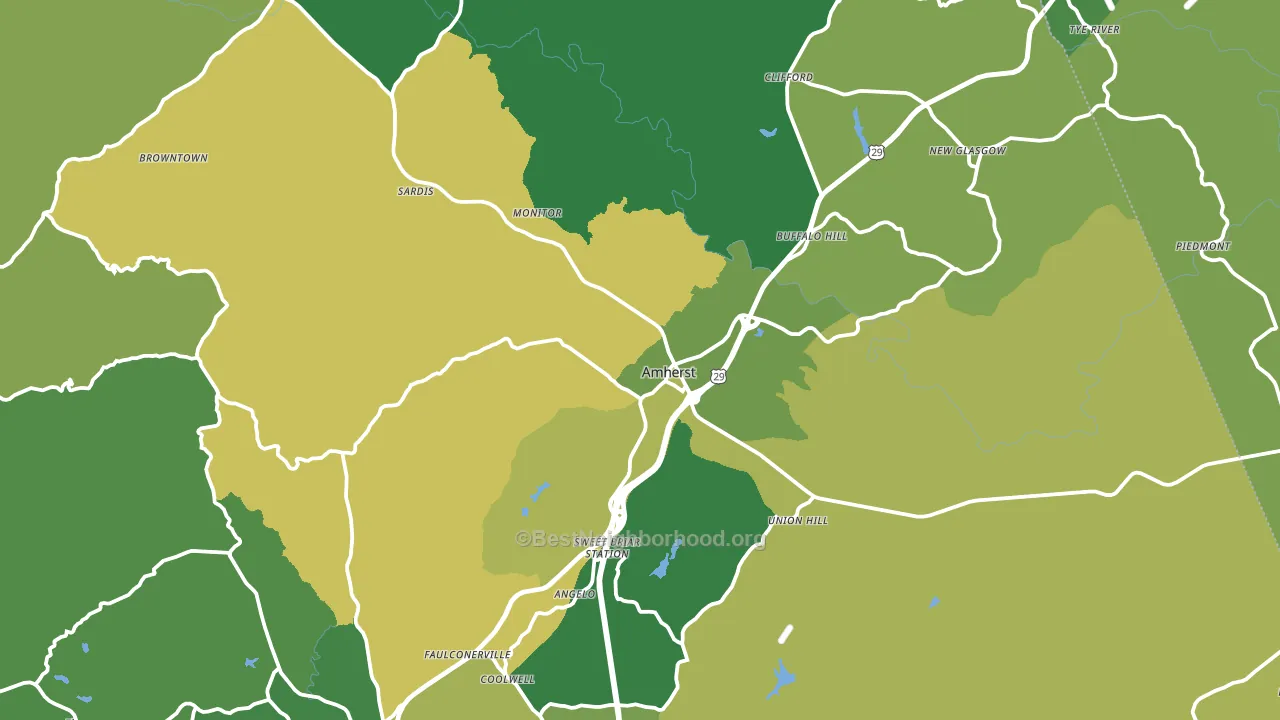 Amherst, VA block-group voter-turnout map