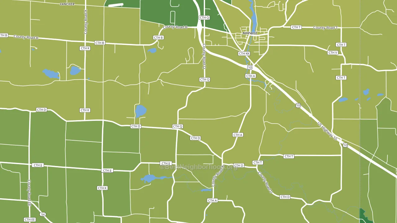 Amherst, WI block-group voter-turnout map