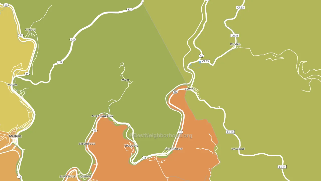 Amigo, WV block-group voter-turnout map
