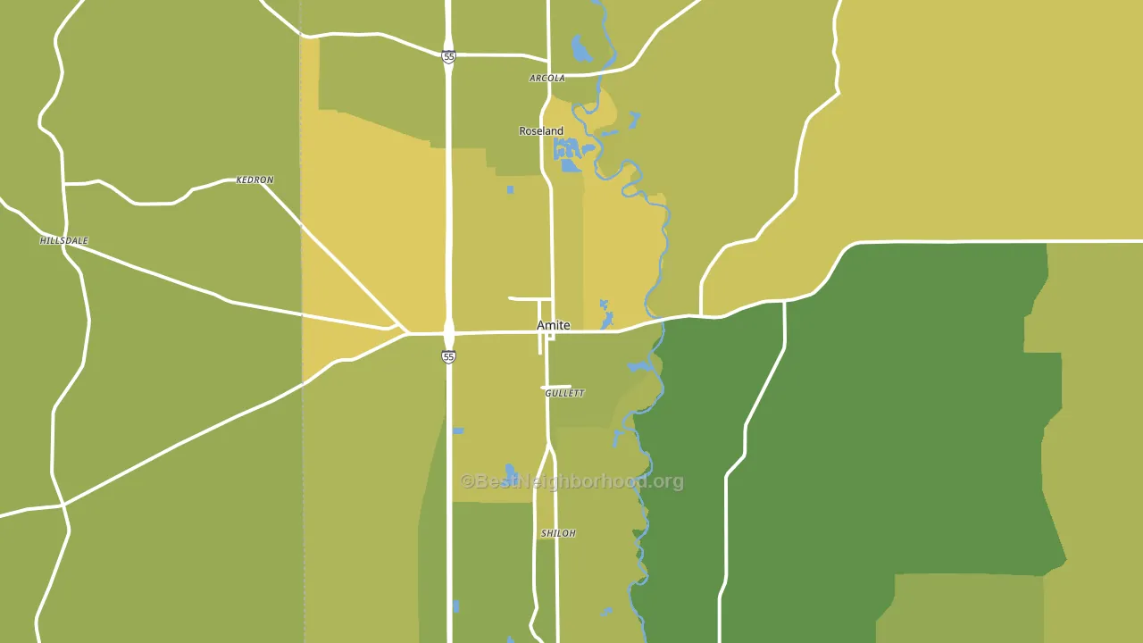 Amite City, LA block-group voter-turnout map