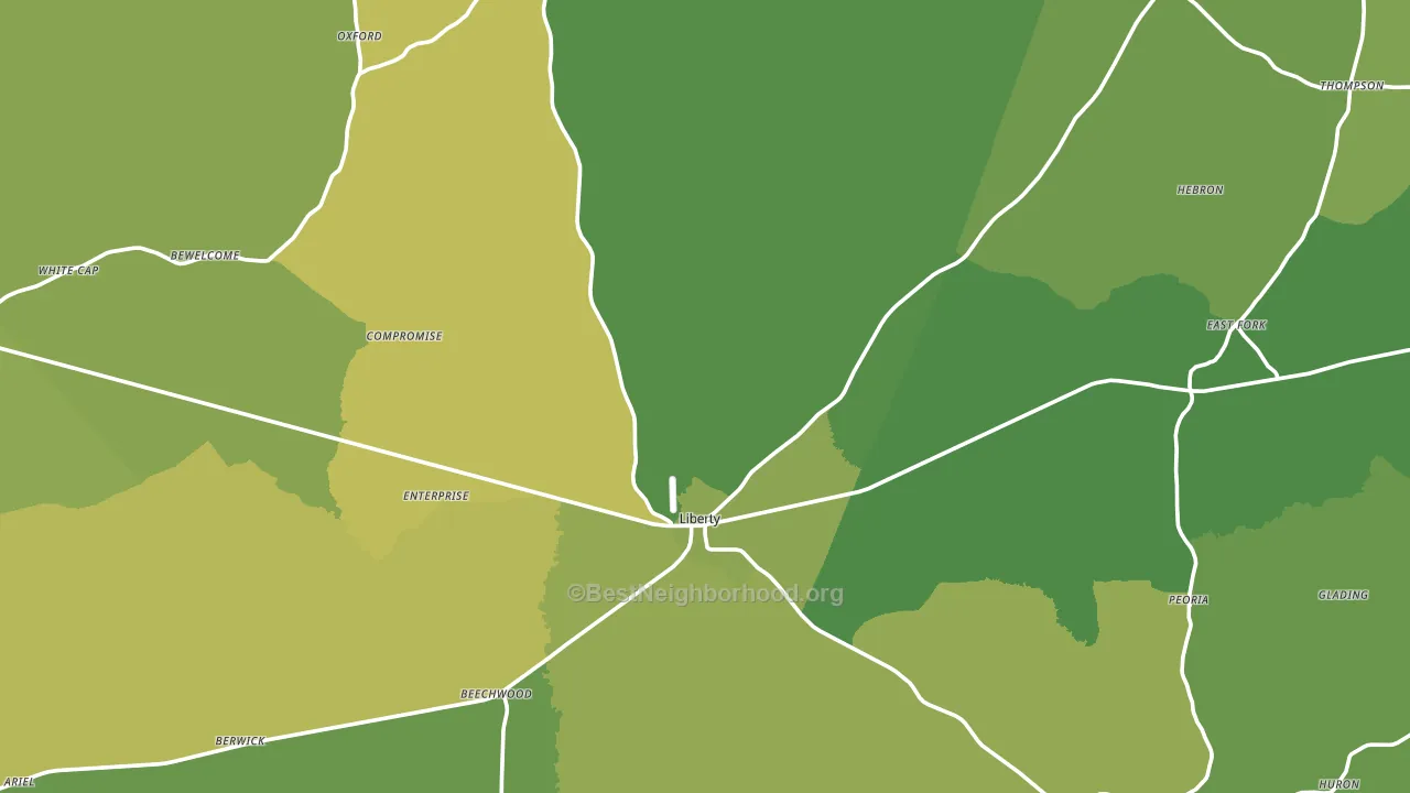 Amite County, MS block-group voter-turnout map