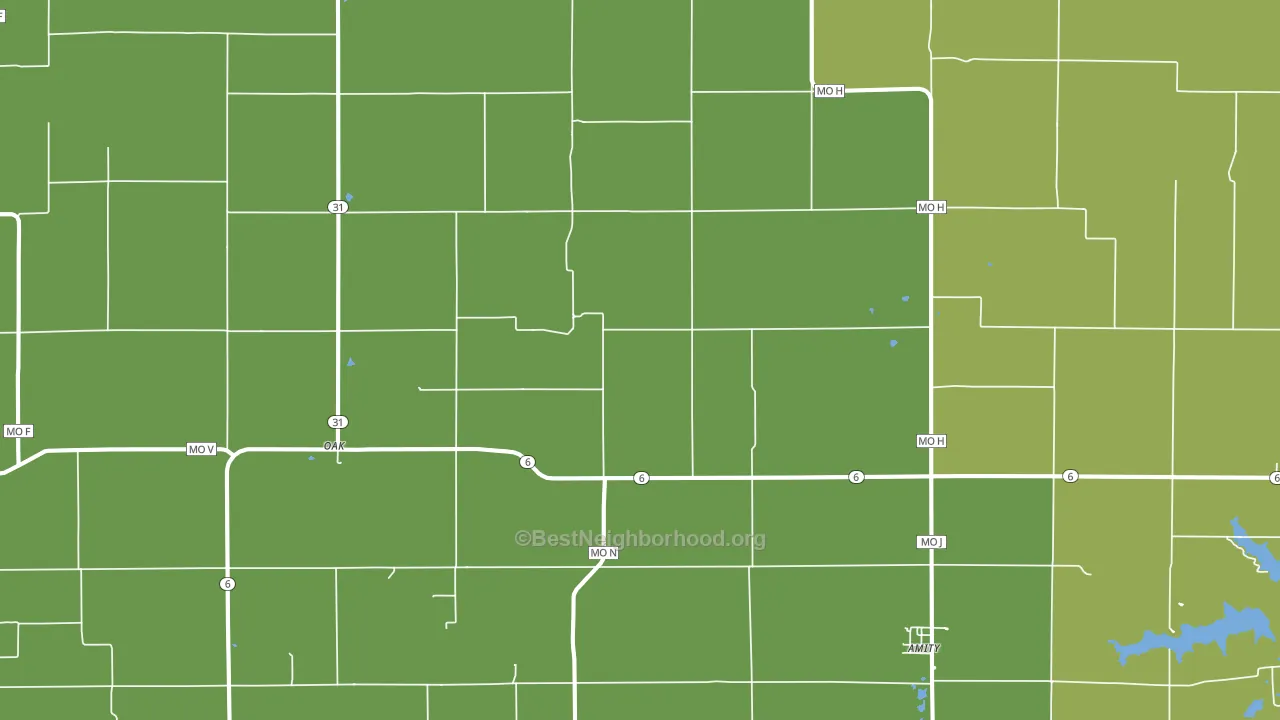Amity, MO block-group voter-turnout map
