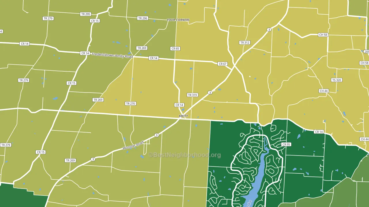 Amity, OH block-group voter-turnout map