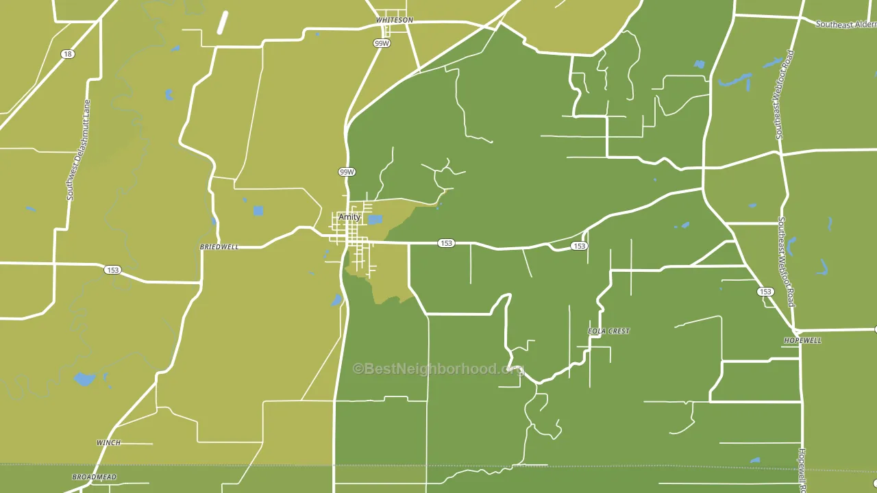 Amity, OR block-group voter-turnout map