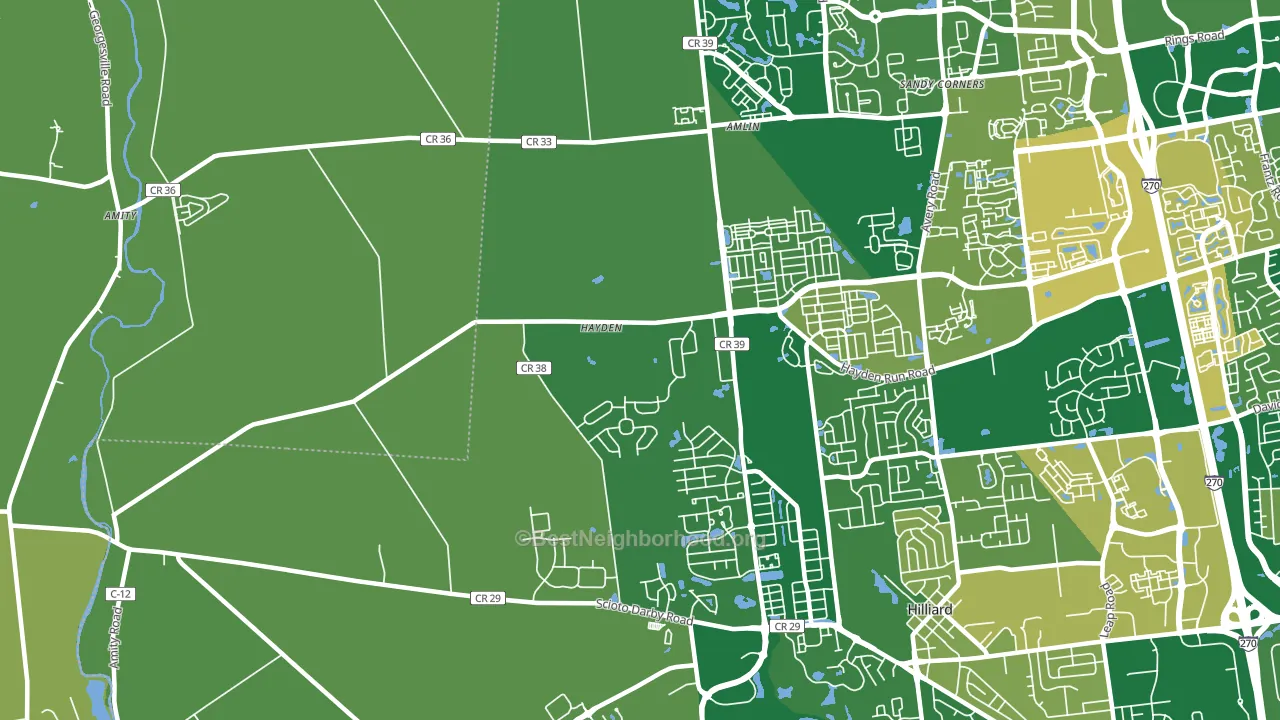 Amlin, OH block-group voter-turnout map