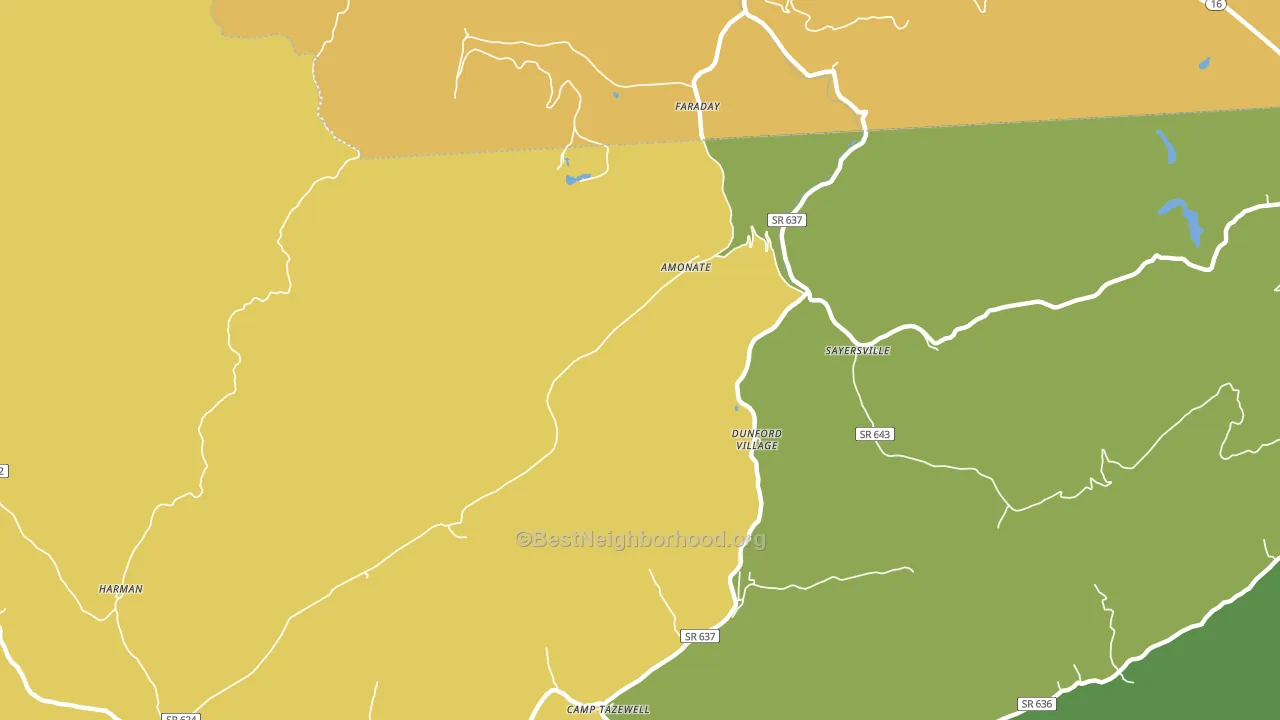 Amonate, VA block-group voter-turnout map