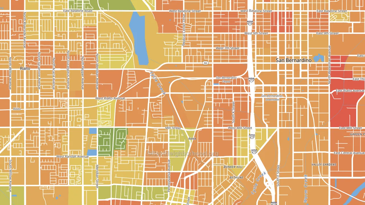 Amtrak, San Bernardino, CA block-group voter-turnout map