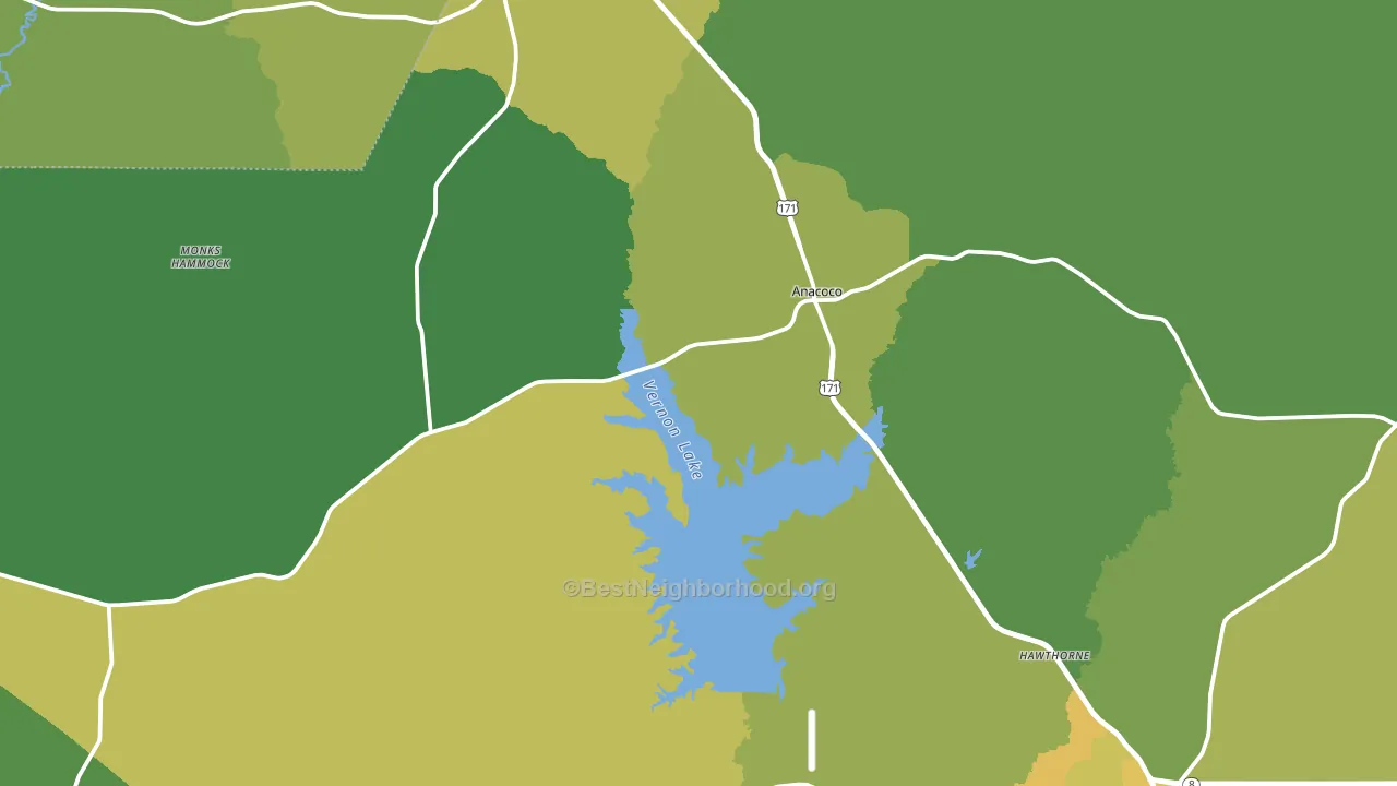 Anacoco, LA block-group voter-turnout map