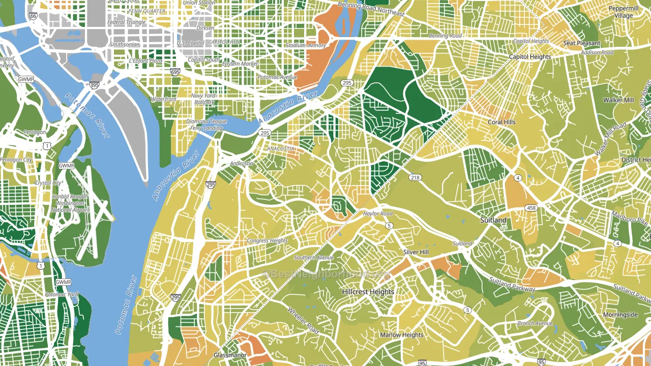 Anacostia, Washington, DC block-group voter-turnout map
