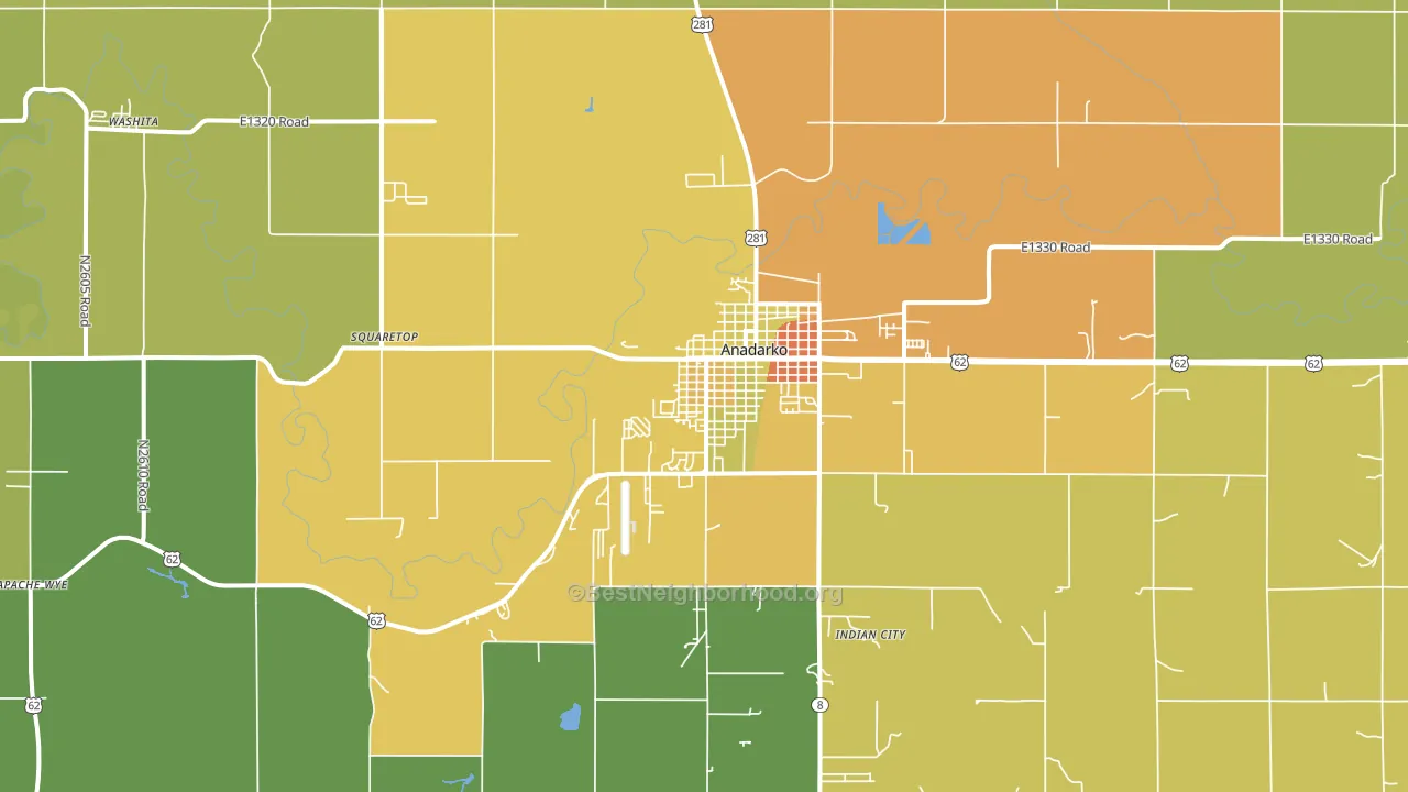 Anadarko, OK block-group voter-turnout map