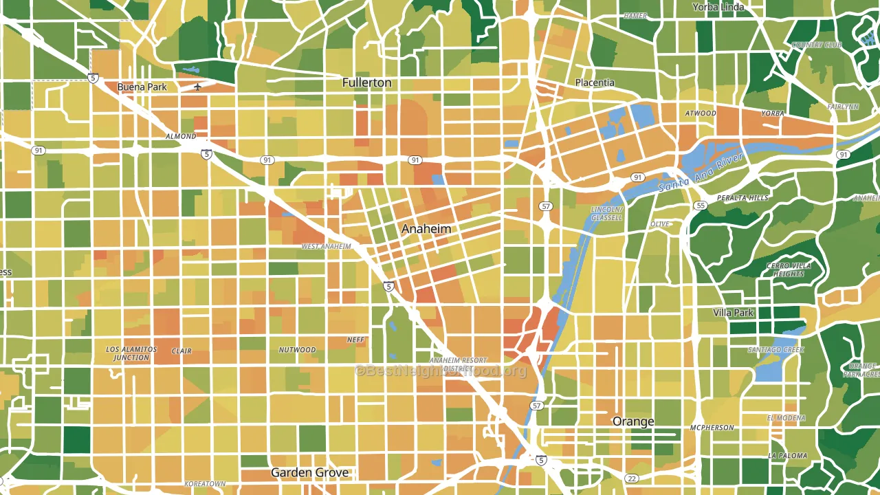 Anaheim, CA block-group voter-turnout map