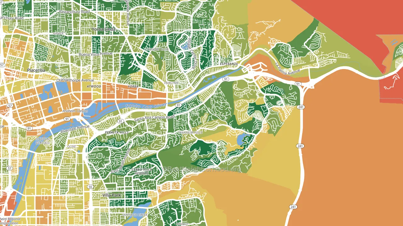 Anaheim Hills, Anaheim, CA block-group voter-turnout map
