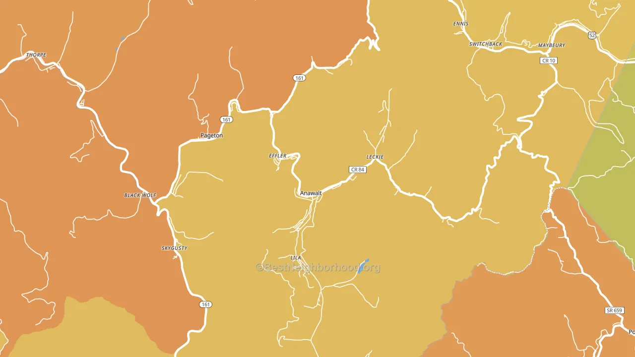 Anawalt, WV block-group voter-turnout map