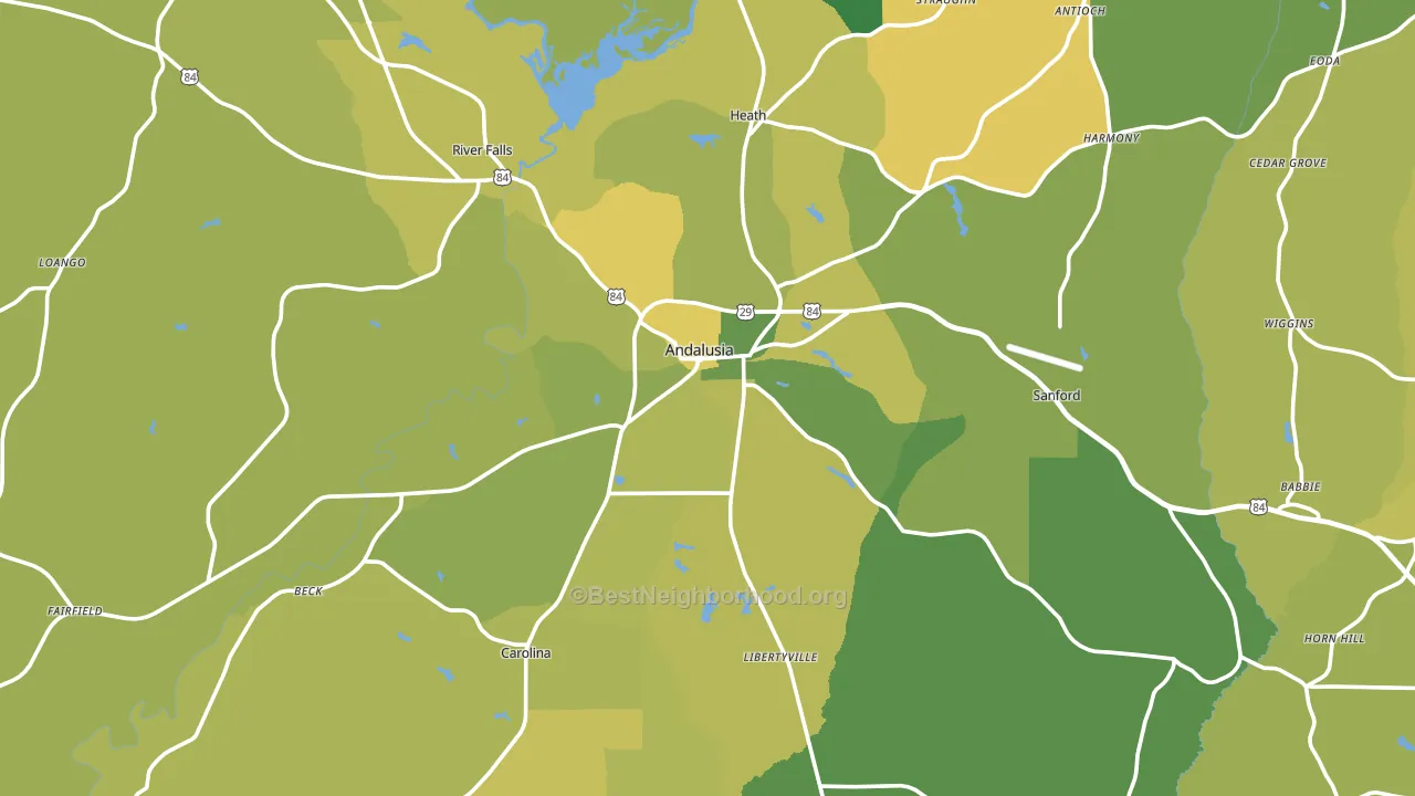 Andalusia, AL block-group voter-turnout map