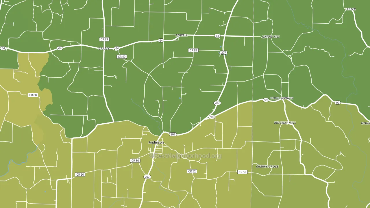 Anderson, AL block-group voter-turnout map