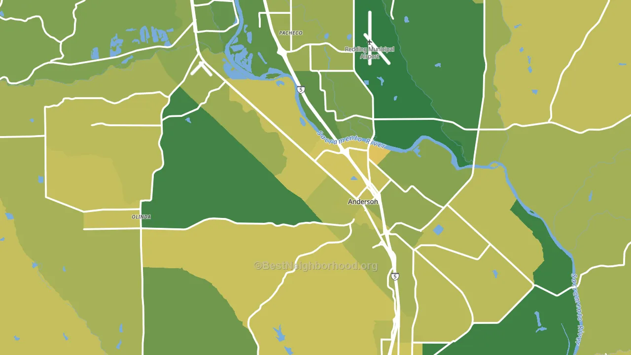 Anderson, CA block-group voter-turnout map