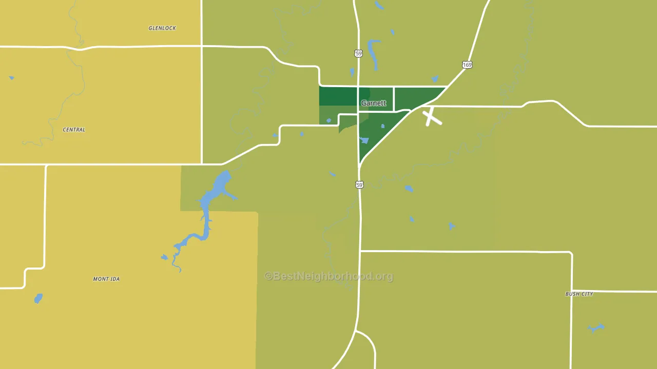 Anderson County, KS block-group voter-turnout map