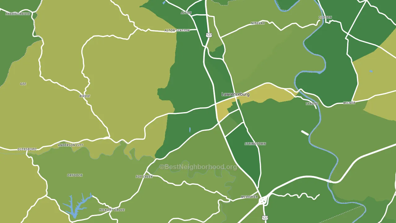 Anderson County, KY block-group voter-turnout map