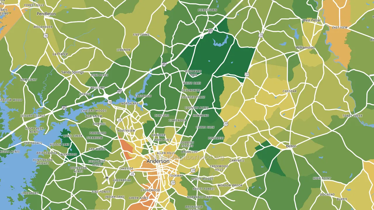 Anderson County, SC block-group voter-turnout map
