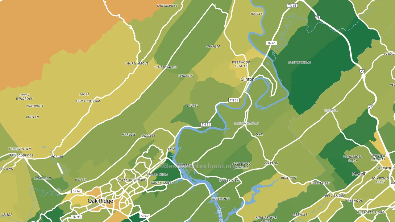 Anderson County, TN block-group voter-turnout map