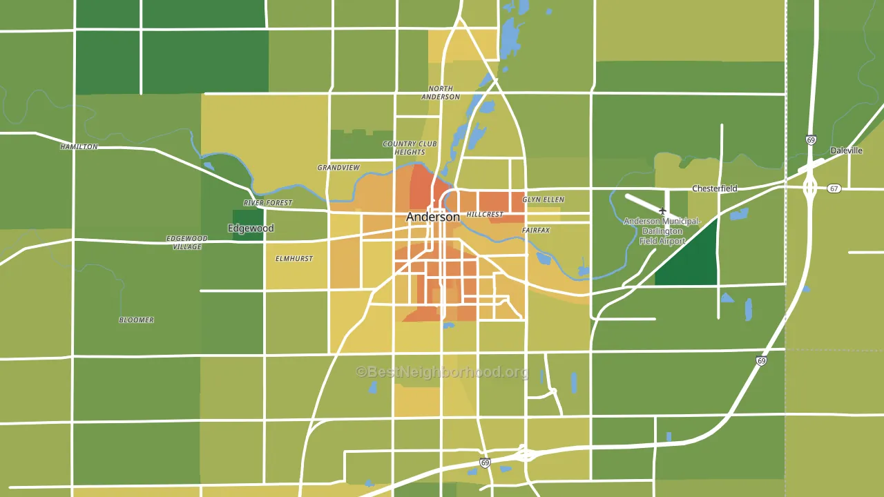 Anderson, IN block-group voter-turnout map
