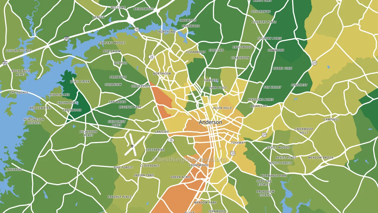 Anderson, SC block-group voter-turnout map
