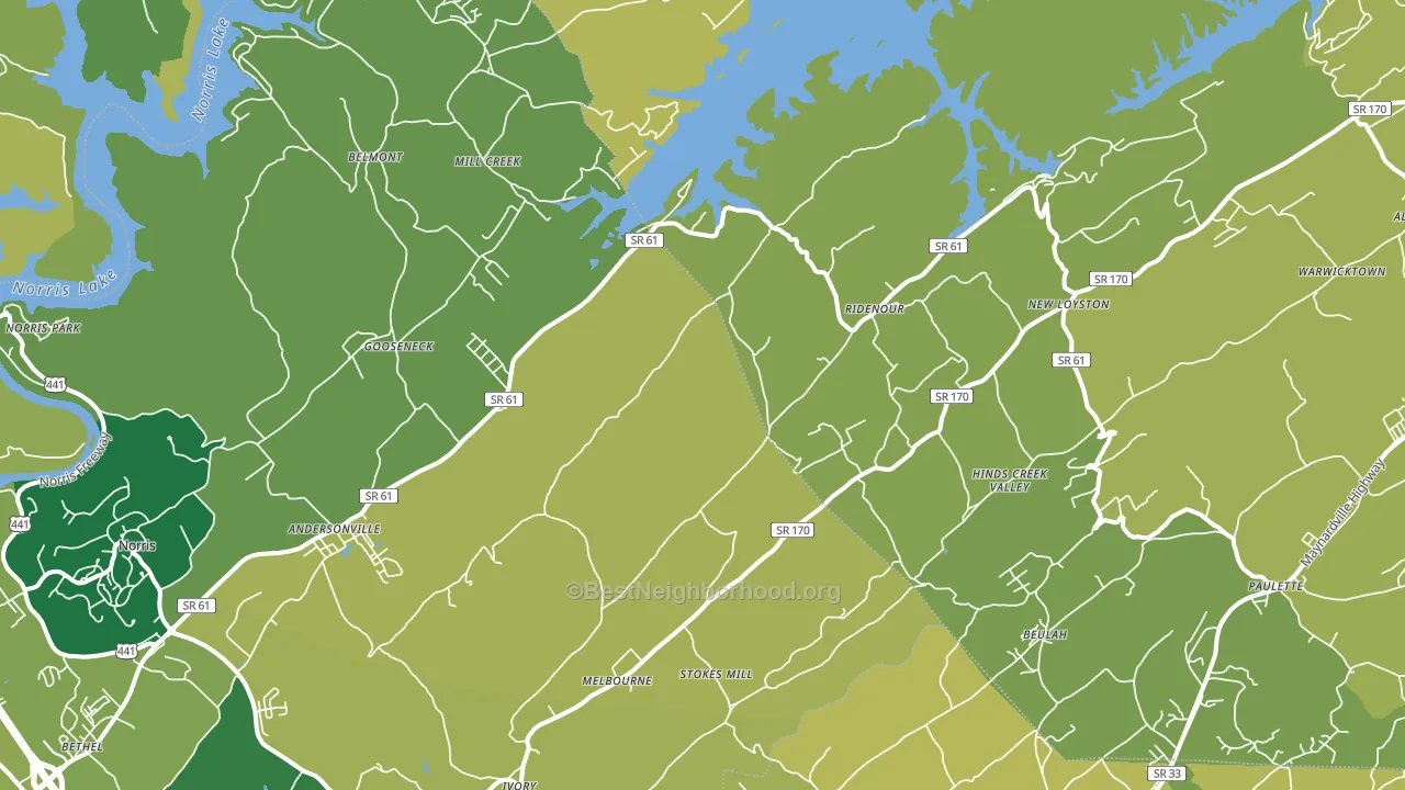 Andersonville, TN block-group voter-turnout map