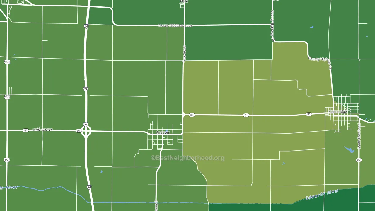 Andover, IL block-group voter-turnout map