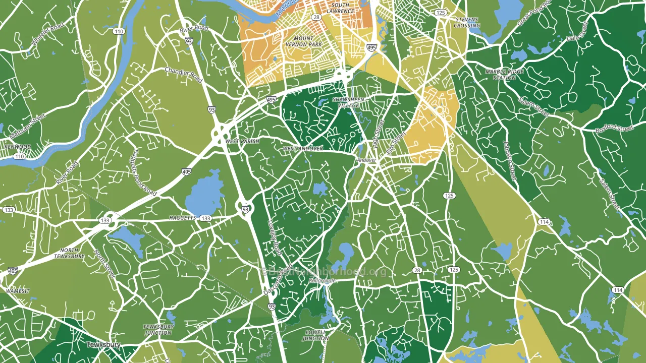 Andover, MA block-group voter-turnout map