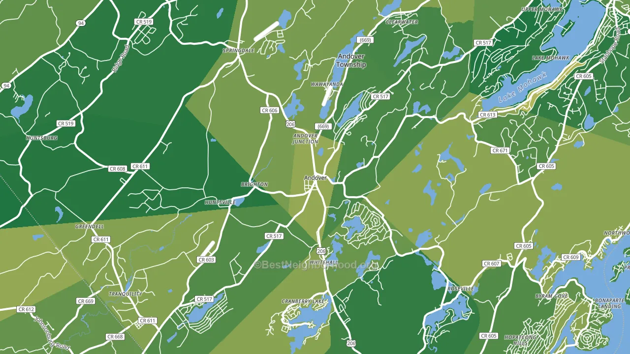 Andover, NJ block-group voter-turnout map
