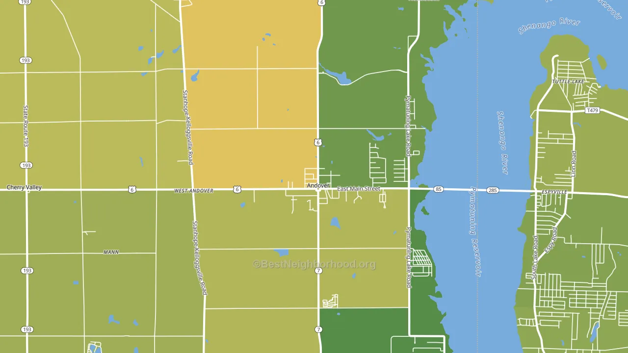 Andover, OH block-group voter-turnout map