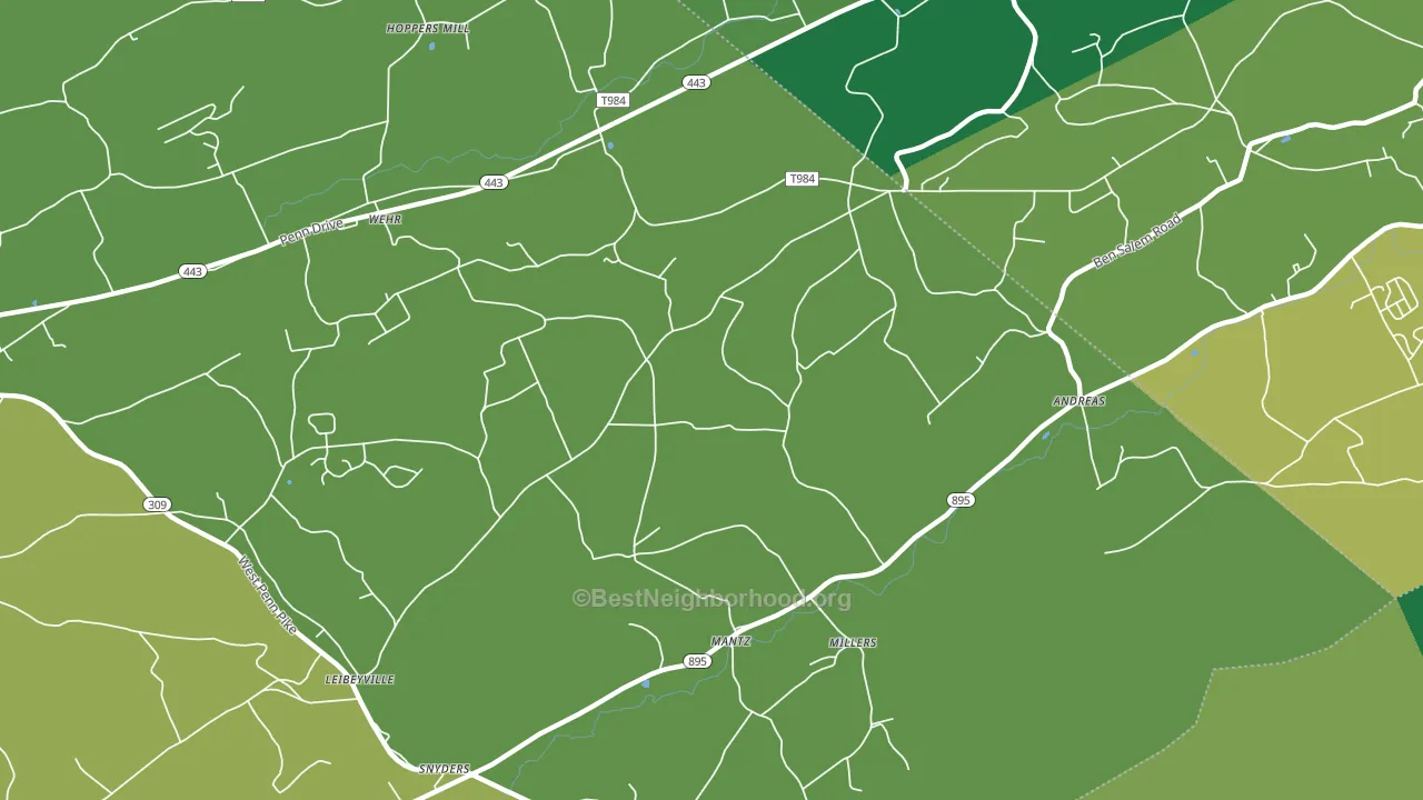 Andreas, PA block-group voter-turnout map