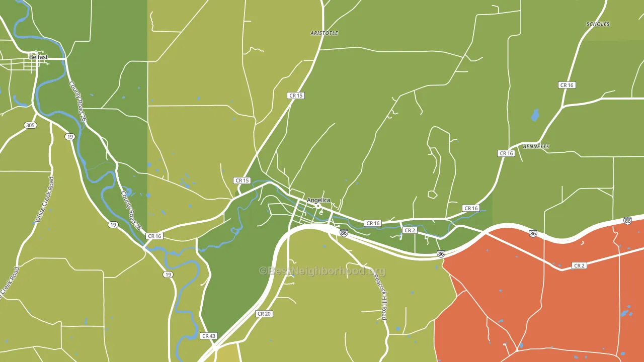 Angelica, NY block-group voter-turnout map
