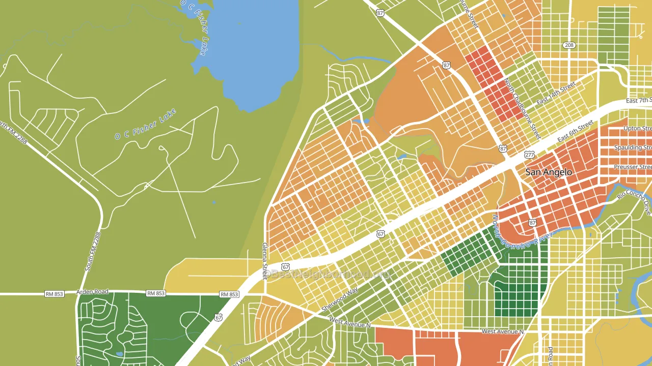 Angelo Heights, San Angelo, TX block-group voter-turnout map