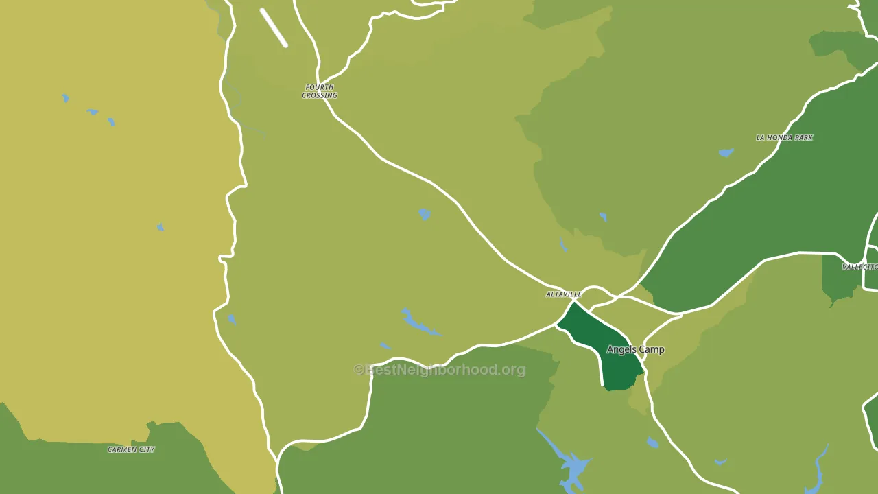 Angels Camp, CA block-group voter-turnout map