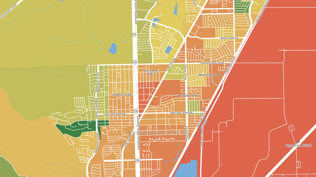 Angels Triangle, El Paso, TX block-group voter-turnout map
