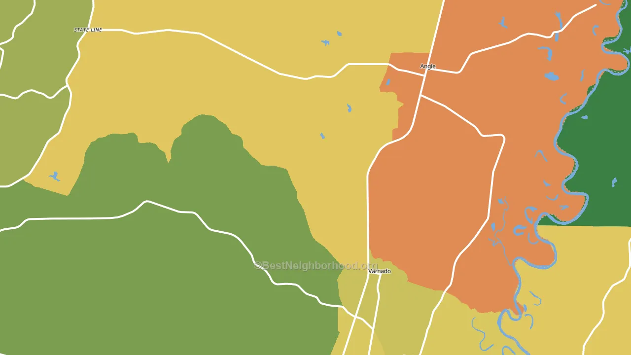 Angie, LA block-group voter-turnout map