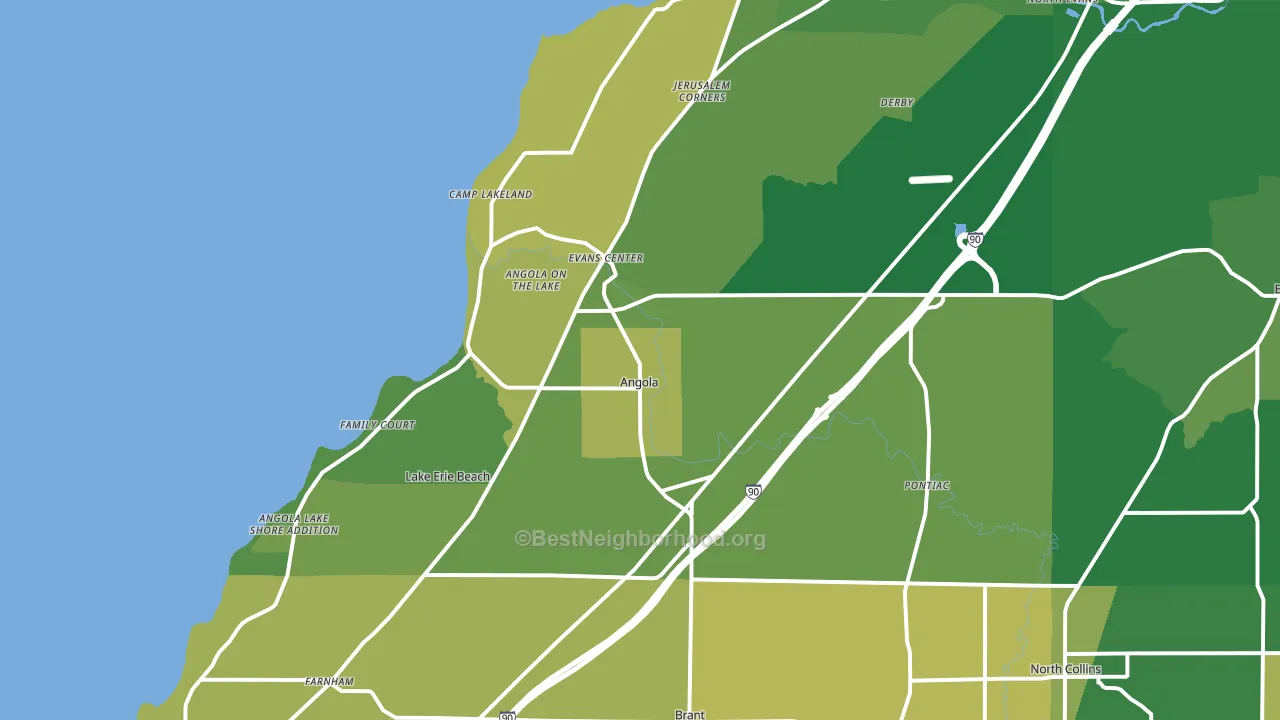 Angola, NY block-group voter-turnout map