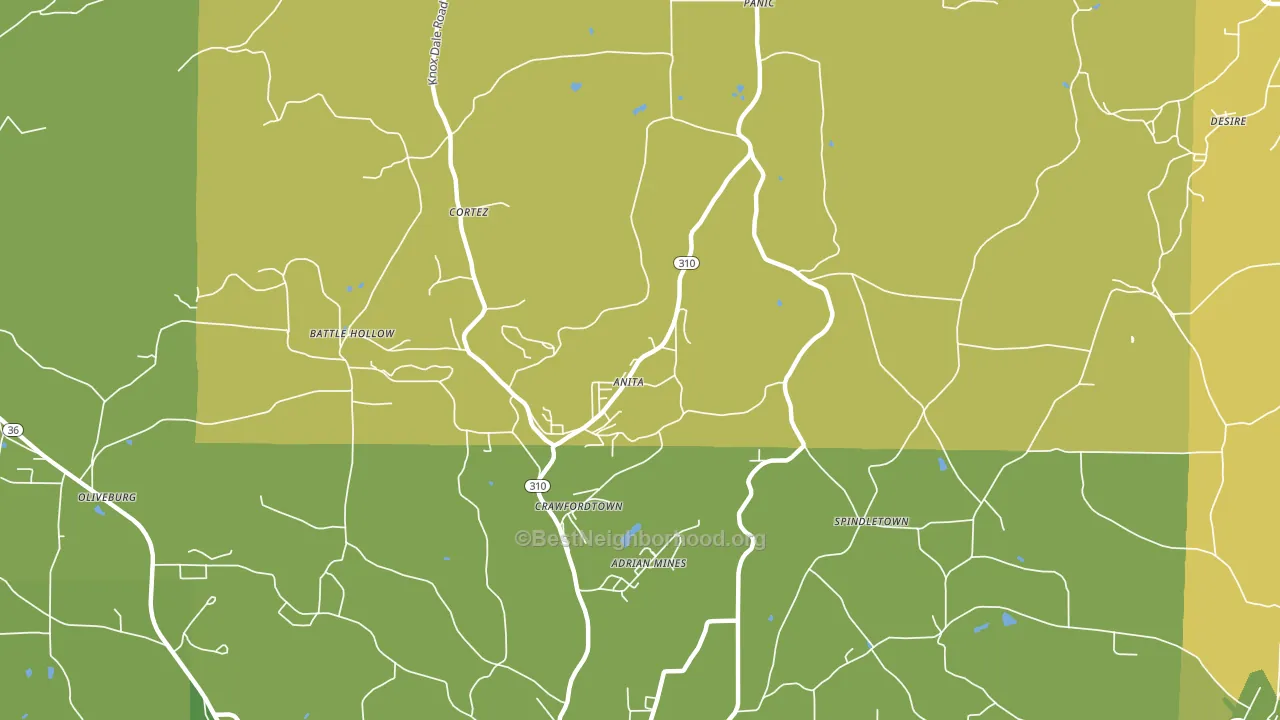 Anita, PA block-group voter-turnout map
