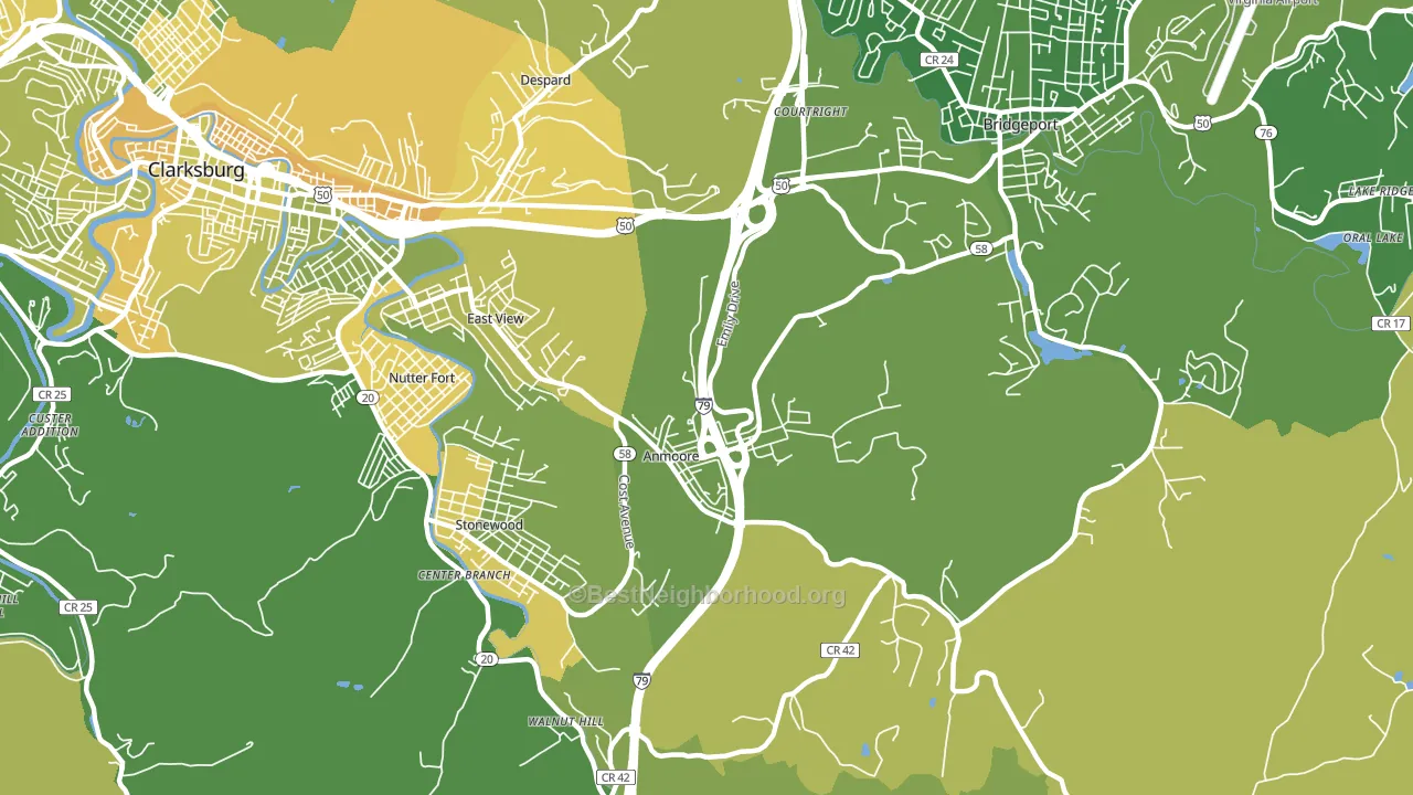 Anmoore, WV block-group voter-turnout map