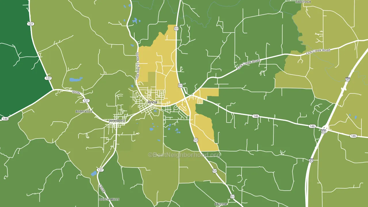 Anna, IL block-group voter-turnout map