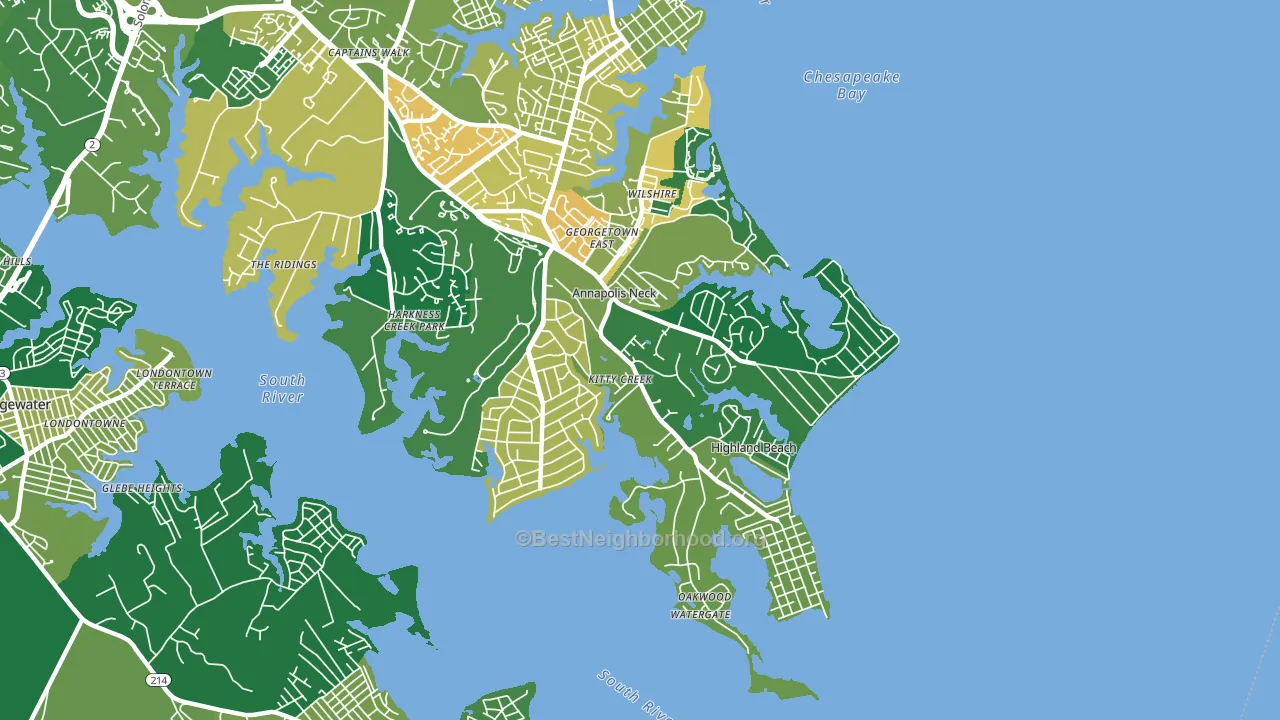 Annapolis Neck, MD block-group voter-turnout map