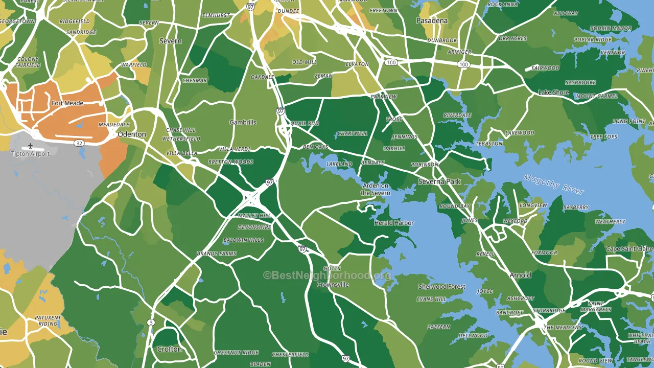 Anne Arundel County, MD block-group voter-turnout map