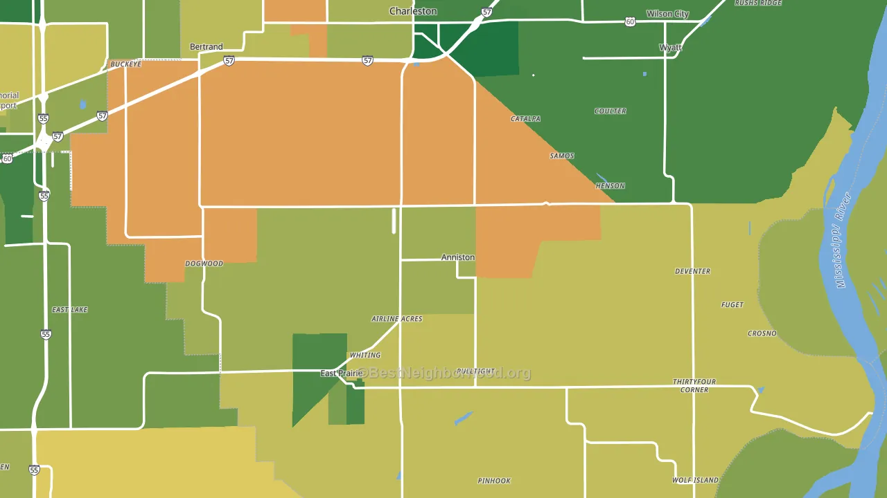 Anniston, MO block-group voter-turnout map