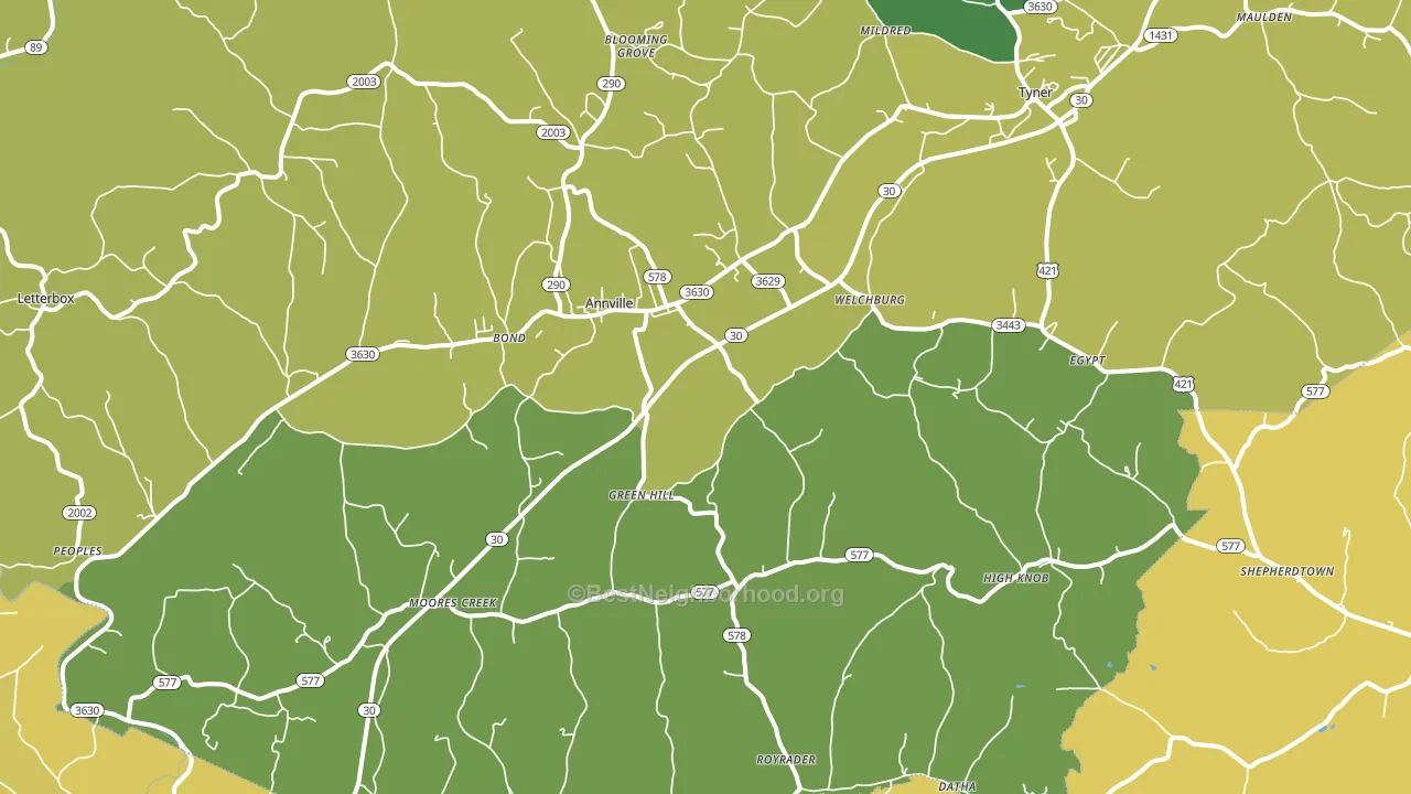 Annville, KY block-group voter-turnout map