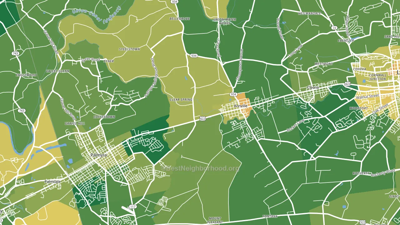 Annville, PA block-group voter-turnout map