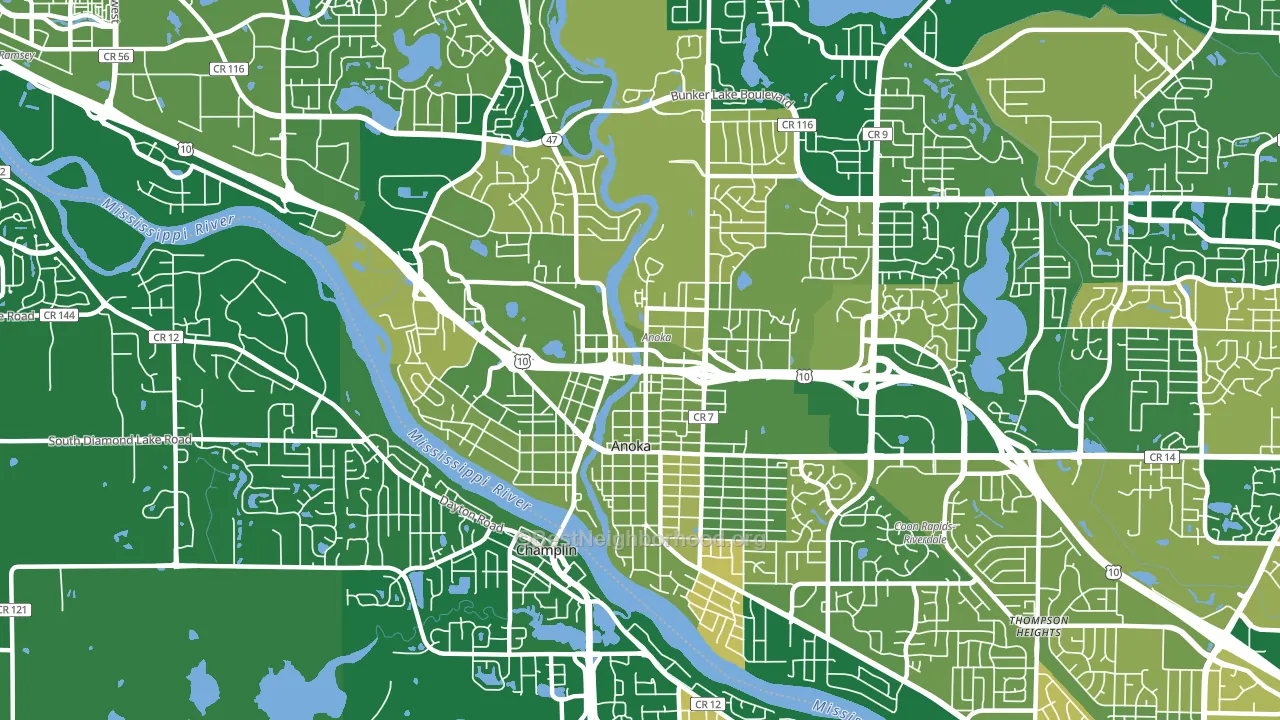 Anoka, MN block-group voter-turnout map