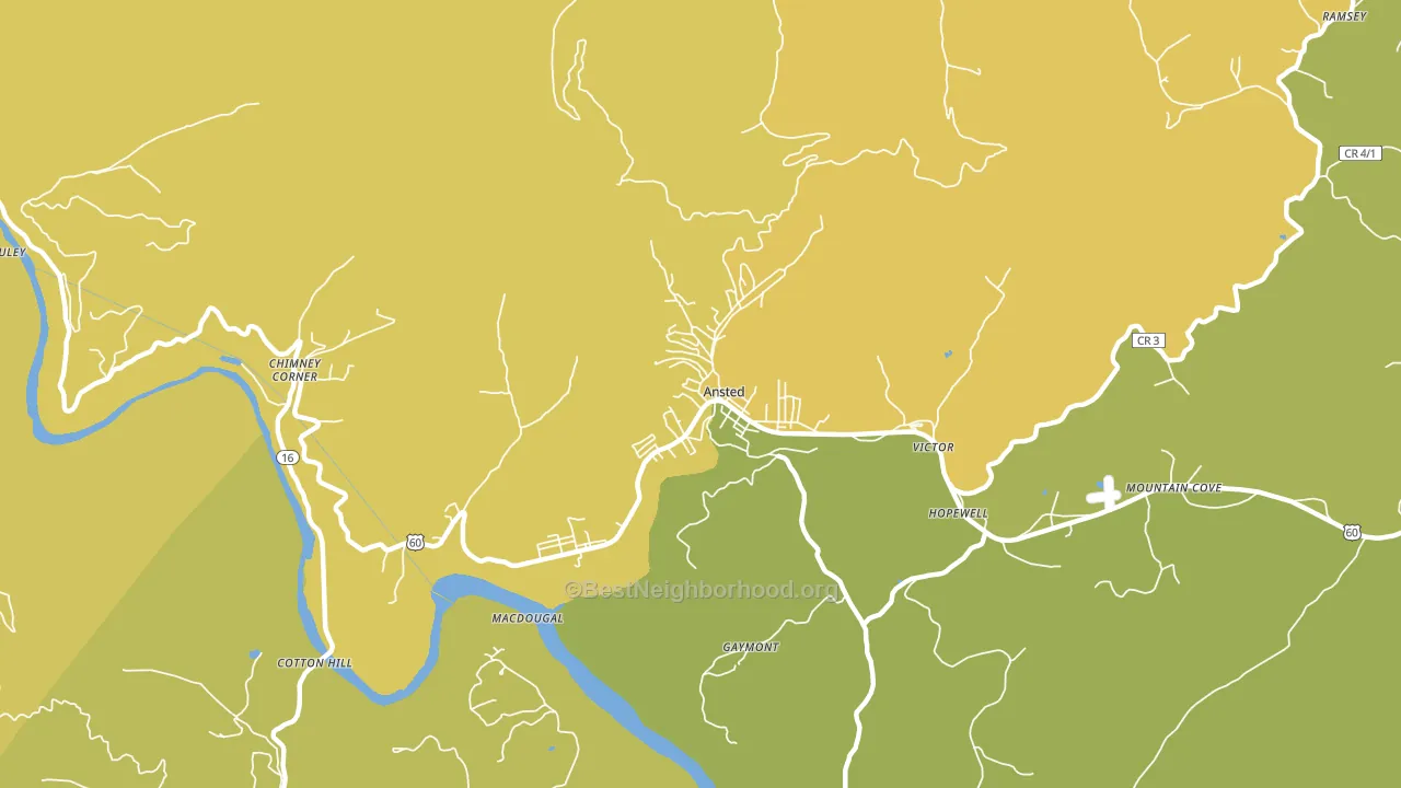 Ansted, WV block-group voter-turnout map