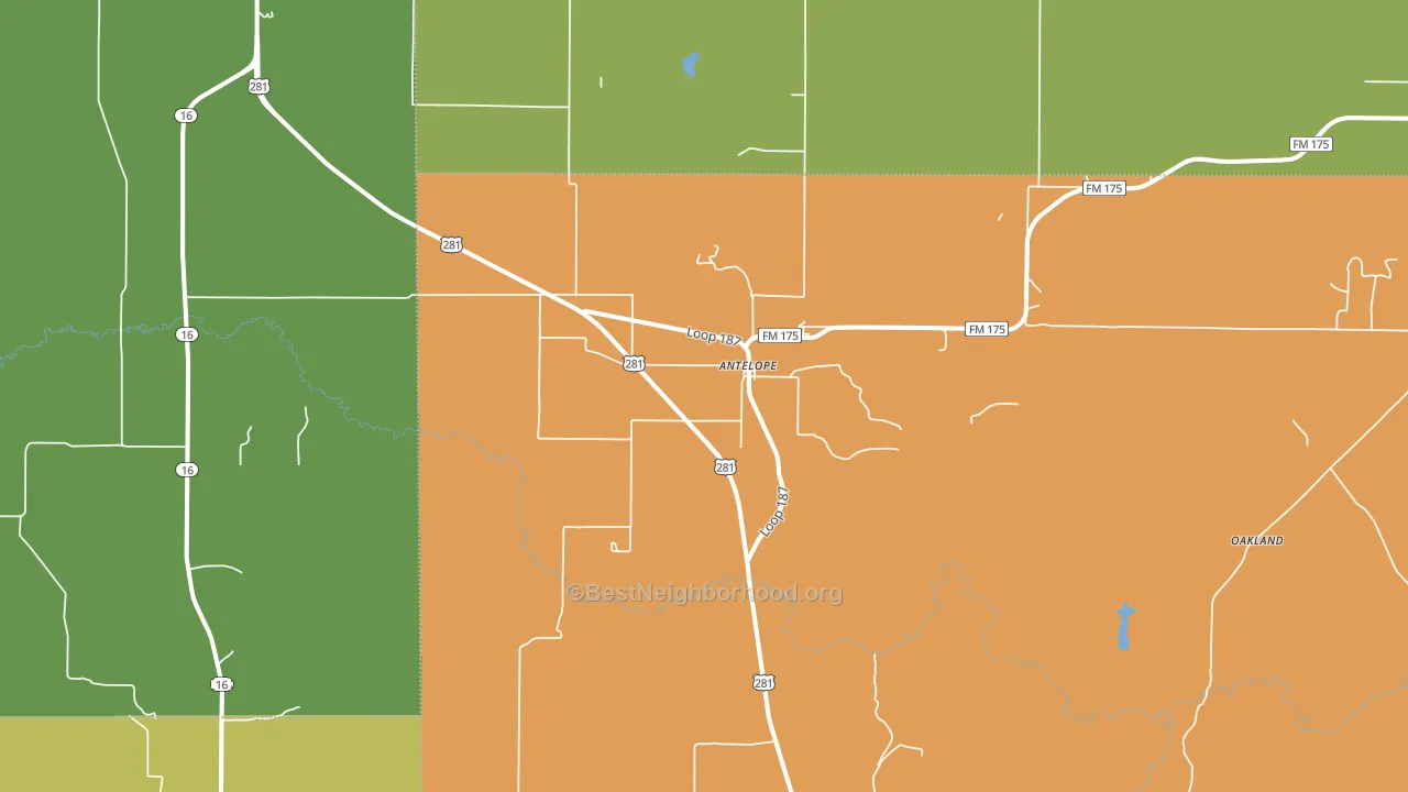 Antelope, TX block-group voter-turnout map